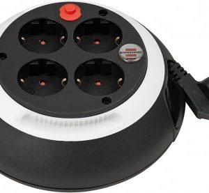 Макара удължител – разклонител  Brennenstuhl черен/бял / 4 гнезда / 3м кабел