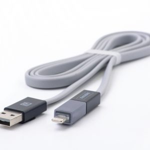 Кабел за данни 2 в 1 Remax Shadow / Micro USB / iPhone 5/6/7 Lightning /1 метър  / Сив