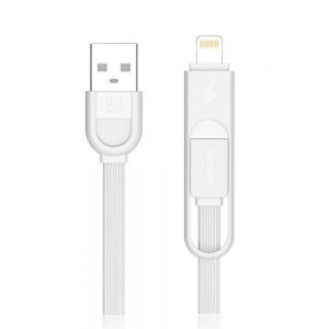 Кабел за данни 2 в 1 Remax Yards / Micro USB / iPhone 5/6/7 Lightning /1 метър  / Бял
