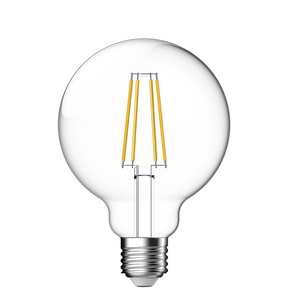 LED лампа Tungsram Filament globes - глобус G95 7 W(60W) E27-300° 2700 K - прозрачен